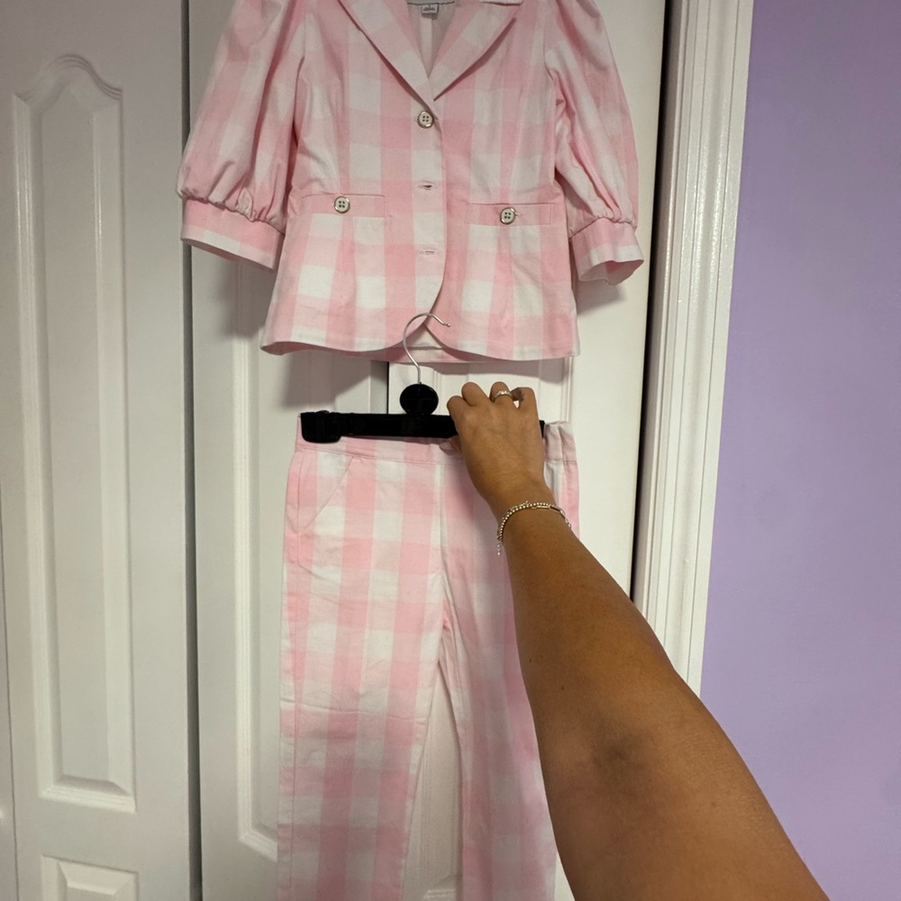 Janie and Jack Pink Plaid Kids Pant Set